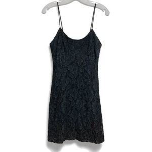 NICOLE MILLER Vintage Black Lace Mini Dress LBD